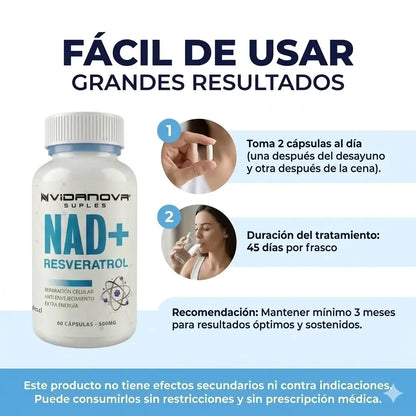 NAD+ RESVERATROL(PACK DUO)Revitaliza tus Células y Frena el Envejecimiento.