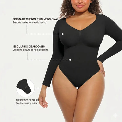 Body Reductor Manga Larga: Realza tu Figura y Siéntete Regia Todo el Día.