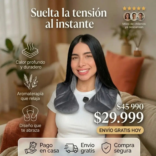 Almohadilla térmica de Semillas y Lavanda: Dile adiós a la tensión en hombros y cuello en solo 3 minutos.