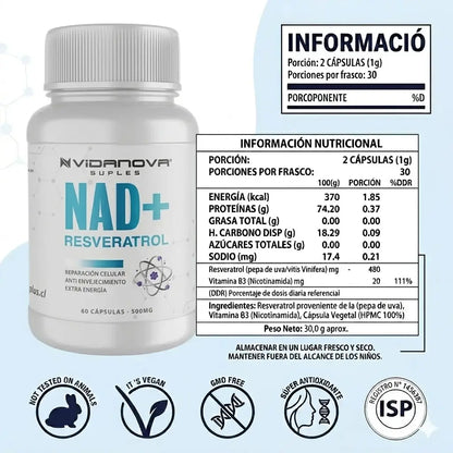 NAD+ RESVERATROL(PACK DUO)Revitaliza tus Células y Frena el Envejecimiento.