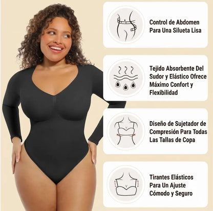 Body Reductor Manga Larga: Realza tu Figura y Siéntete Regia Todo el Día.