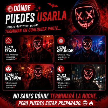 Máscara LED La Purga "Este halloween, gasta menos, destaca más.  🎃