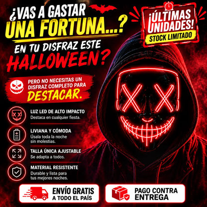 Máscara LED La Purga "Este halloween, gasta menos, destaca más.  🎃