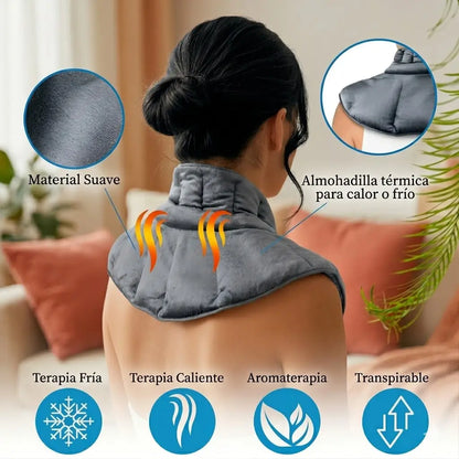 Almohadilla térmica de Semillas y Lavanda: Dile adiós a la tensión en hombros y cuello en solo 3 minutos.