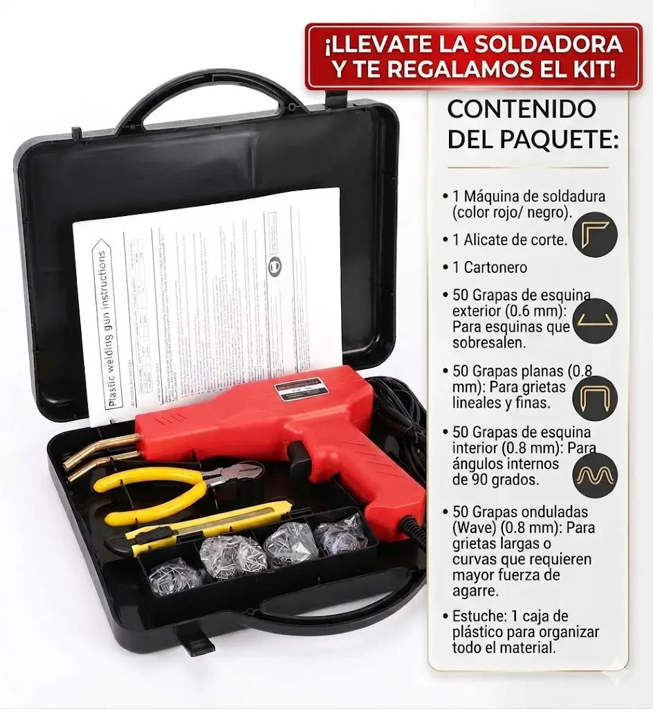 Kit Soldador de plástico Premium: Repara tus objetos rotos en segundos.