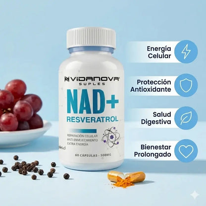 NAD+ RESVERATROL(PACK DUO)Revitaliza tus Células y Frena el Envejecimiento.