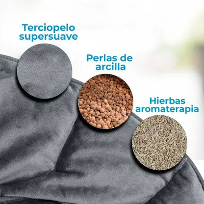 Almohadilla térmica de Semillas y Lavanda: Dile adiós a la tensión en hombros y cuello en solo 3 minutos.